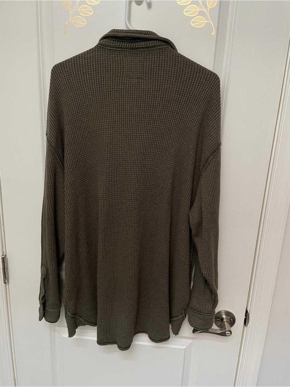 Aerie size M lumber Jane Olive Waffle-Knit Oversized Utility Shirt Jacket - Picture 8 of 10